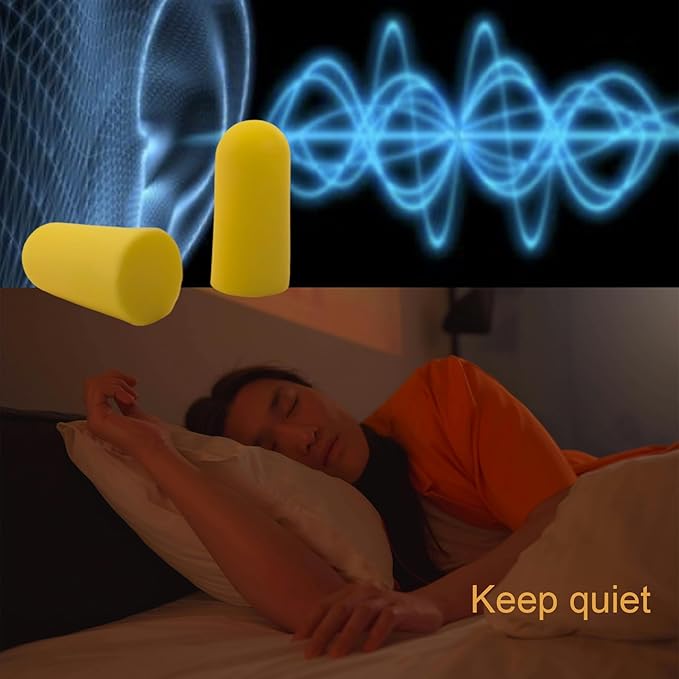 Fan Wu Soft Foam Earplugs 50 Pairs – 32dB Noise Reduction for Sleeping, Travel & Work | Slow Rebound Comfort Fit | Latex-Free Hearing Protection |Yellow | Standard Size