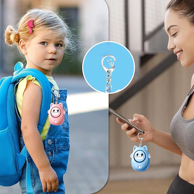 Personal Alarms for Women – 130dB Loud Siren, Safety Keychain with LED Light, Cute Cat Design Security Device for Women, Children, Elderly