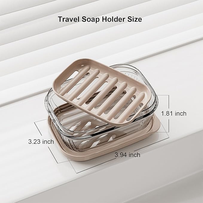 Toothbrush Travel Case & Travel Soap Holder Dish Tray Set of 2, Portable Clear Toothbrush Holders with Cover Leakproof Bar Soap Holder for Traveling School Camping Business Bathroom