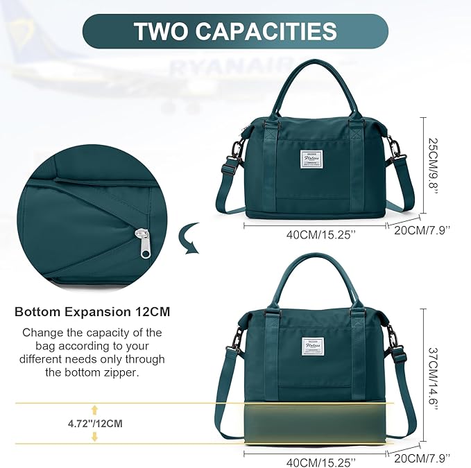 Travel Duffel Bag, 18x14x8 Inches Travel Bag Spirit with Shoes Compartment, Weekender Overnight Bag for Women with Trolley Sleeve, Carry On Bag for Airplanes Sport Tote Gym Bag(Blue)