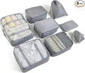 LANSKLBD 8 Set Packing Cubes for Suitcases Travel Luggage Packing Organizers,Travel Essentials Accessories Luggage Organizer with Shoe Bag Tioletry/Laundry Bag（Grey）