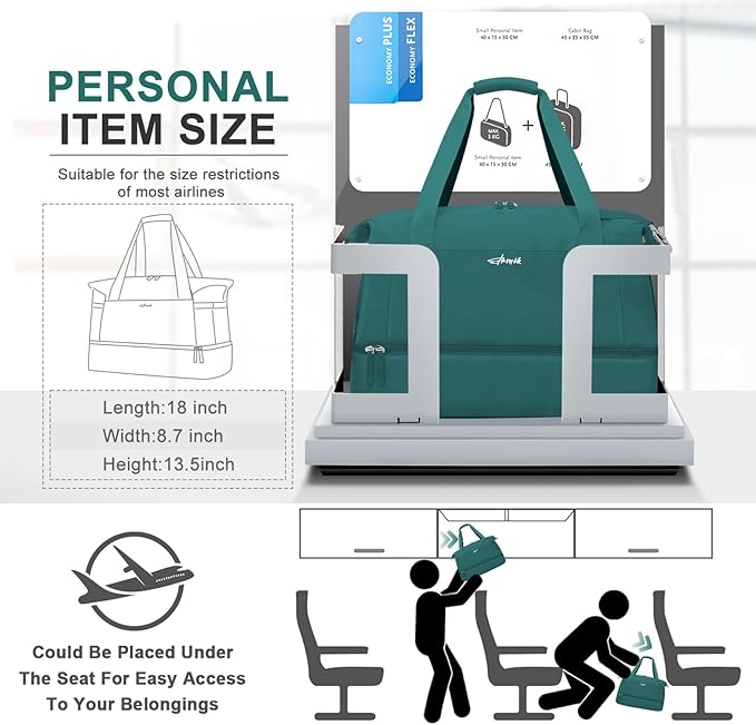 ETRONIK Gym Bag for Women, Personal Item Travel Bag with Shoes Compartment, Weekender Overnight Duffel Bag with Wet Pocket, Carry On Bag for Women, Travel, Gym, Weekend