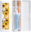 Toothbrush Travel Case - Colorful Pattern, Holder and Covers for Toothbrushes, Includes Tongue Scraper Case
