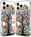 Compatible with iPhone 17 Pro Case Card Holder for Women Cute Design,Wallet Phone Cases Transparent Cool Kawaii Protective (Clear Tree Colorful Leaves)
