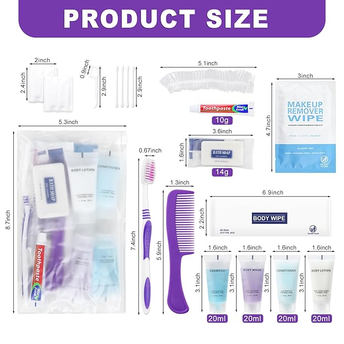 Pack of 30 Basic Toiletry Kits, Individually Packed, Personal Hygiene Kit Bulk Homeless Care Package Supplies, Travel Size Convenience Kits Suitable For Hotel, Home, Camping, Travel