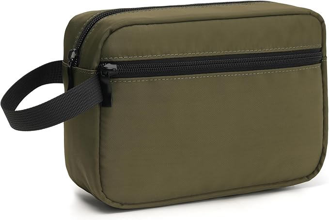 Travel Toiletry Bag, Small Cosmetic Bag, Hanging Water-Resistant Organizer for Men & Women, Ideal for Makeup, Shaving Kit, Gym Essentials & Travel Accessories (Olive Green)