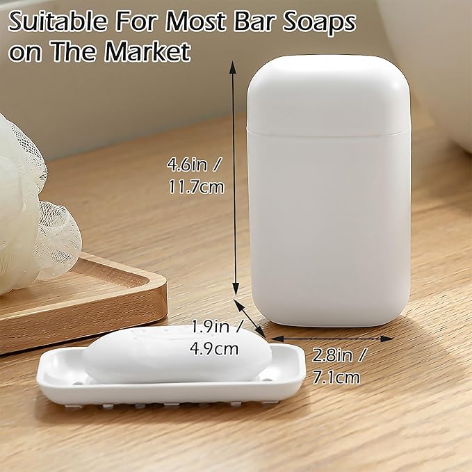AIDIMMING Compact Travel Soap Case, Leakproof Soap Container with Lid, Portable Bar Soap Holder for Traveling, Soap Box for Bathroom, Shower, Gym, School, Camping, Vacation, Outdoor (White)