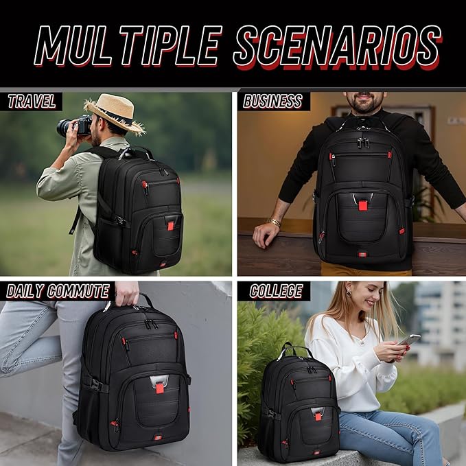 Z-MGKISS Travel Backpack,Extra Large Travel Laptop backpack, Travel Backpack for Men Women with TSA Airline Approved Luggage Bussiness Backpack, Black