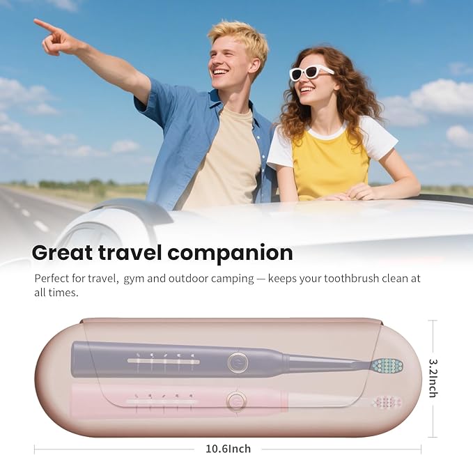 Silicone Electric Toothbrush Travel Case, Manual Toothbrush Travel Cover for Men and Women,Toothbrush Holder for Travel,Gym and More, Fits Most Manual and Electric Toothbrushes - Sand Pink