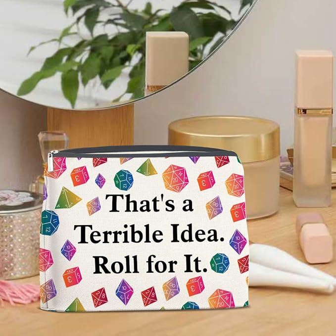 LyoGao DND Gift Makeup Bag Dice Game Cosmetic Bag Dice DND Bags Gifts for Women