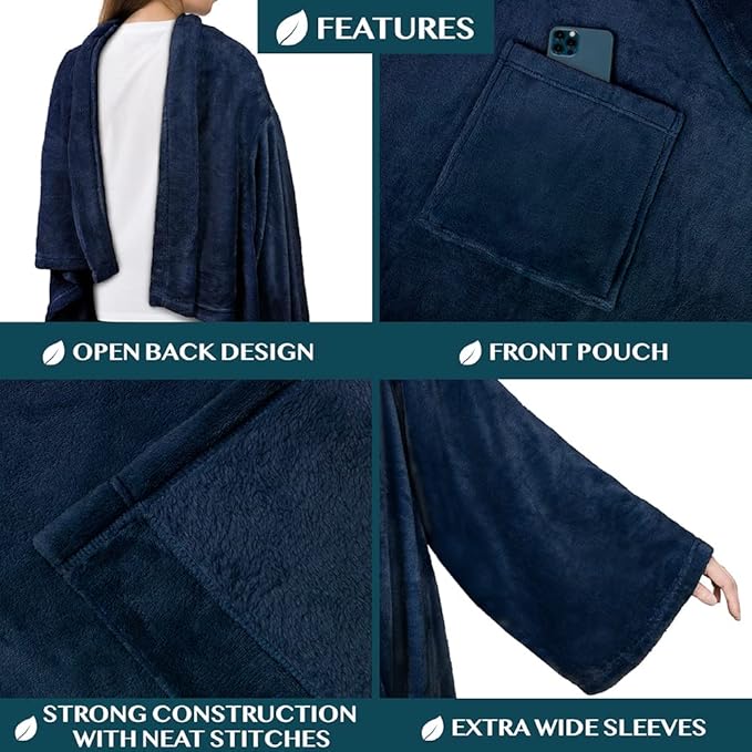 PAVILIA Wearable Blanket with Sleeves for Adult Women Men, Cozy Fleece Warm Wrap Throw with Arms, Gifts for Christmas, Wife