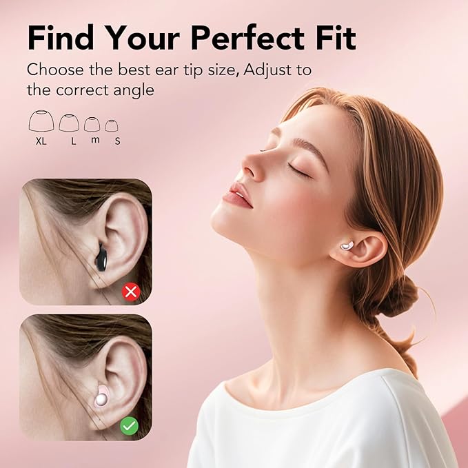 Ear Plugs for Sleeping,Noise Cancelling Silicone Earplugs for Noise Reduction & Snoring,45 dB,Ear Plugs for Sleep, Soft Earplugs Reusable Concert Ear Plug,Hearing Protection with 8 Earpieces, Pink