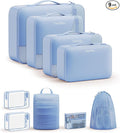 11 Set / 9 Set Packing Cubes for Travel,Gifts for Women Mom Kids,TSA Approved Bags for Makeup, Cosmetic, Toiletry, Organizers for Suitcase Carry On,Cruise Essentials Airplane Accessories,Light Blue