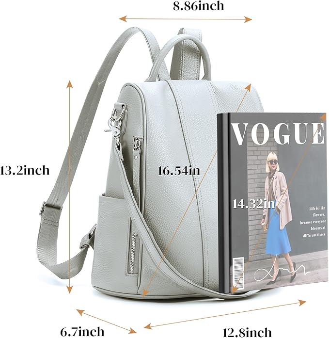 Leather Backpack Purses, Anti-theft Genuine Leather Backpack Bags for Women, Large Capcacity Fashion Convertible Shouler Bags for School Travel Daily