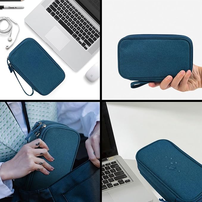 CAAORDKSO Electronics Organizer Travel Case, Water Resistant Cable Organizer Bag Cord Organizer Pouch for Cable, USB, Charger, Phone, Power Bank, Earphone, Electronics Accessories (Dark Green, Medium)