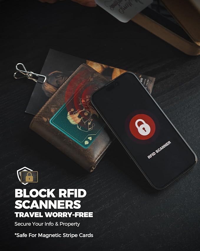 DUGRAFT 8 Pack RFID Blocking Cards Credit Card Protectors Anti-Theft Card Blocker NFC Contactless Protection for Entire Wallet, Travel Essentials, Art Deco