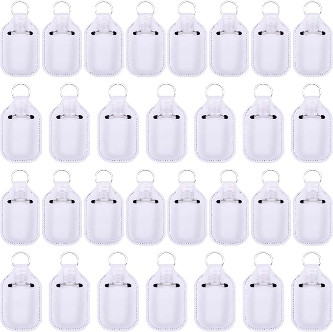 Duufin 60 Pieces Empty Travel Size Hand Sanitizer Bottles with Keychain Set Including 30 Pieces Clear Refillable Bottles and 30 Pieces Hand Sanitizer Holder Keychain for Backpack and Purse