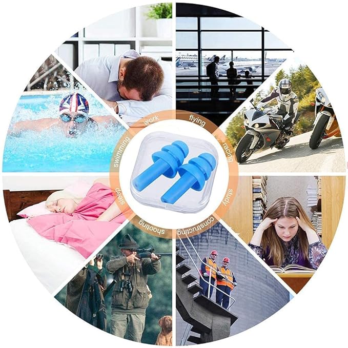 Earplugs for Sleeping, 9 Pairs Silicone Ear Plugs for Swimming with Aluminum Carry Case Noise Reduction for Learning, Hearing Protection, Concerts, Airplanes, Shooting for Woman, Man, Kids (9)