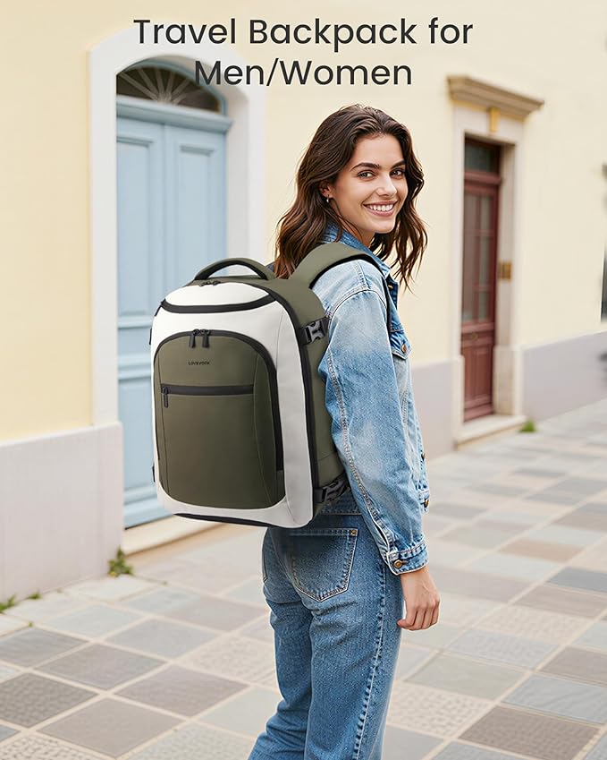 LOVEVOOK 50L Travel Backpack for Women & Men,Airline Approved Carry On Backpack with 3 Packing Cubes,TSA Waterproof Personal Item Bag,Weekender Overnight Essentials Backpacks fits 20" Laptop Backpack