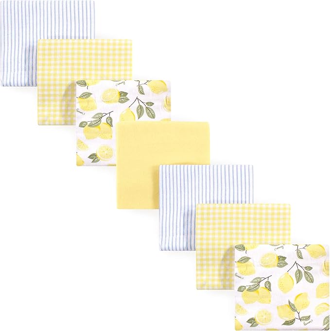 Hudson Baby Unisex Baby Cotton Flannel Receiving Blankets Bundle, Lemons, One Size