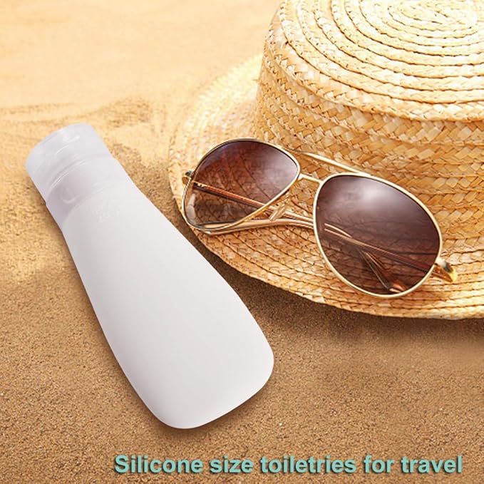 Silicone Travel Bottles, Leak Proof Squeezable Refillable Travel Accessories Toiletries Containers Travel Size Cosmetic Tube for Shampoo Lotion Soap Liquids (3oz Grey/blue/white/pink)