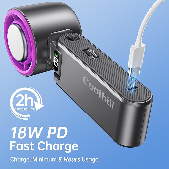 Handheld Portable fan with Turbo Cooling - Hand Held Fan Rechargeable, 1-100 Speeds, Up to 12Hrs Battery Life, Powerful Mini Personal fan for Travel, Outdoor, Beach & Makeup