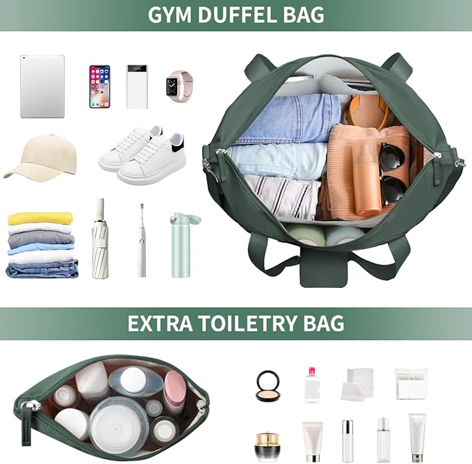 ETRONIK Gym Bag for Women, 45L Carry On Travel Duffel Bag with Shoes Compartment, Weekender Overnight Bag with Wet Pocket for Women, Travel, Gym, Weekend, Large Size