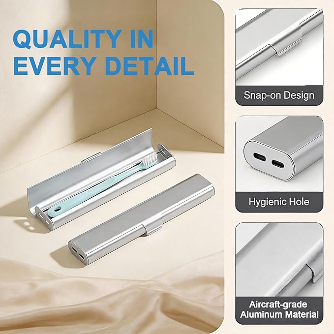 Portable Toothbrush Travel Case: 3 Pack Breathable & Dirt-Proof Hotel Camping Outdoor - Aluminum for Storage Recyclable Traveler (3, Multicolor)