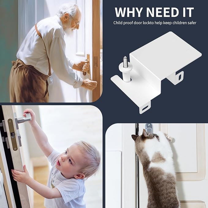 Child Proof Door Top Lock - Dahuiby Kids Safety Door Lock Made of Durable Metal - Adjustable Sliding Top Door Lock for 0.6-2.2" Thick Doors - Can Open Door from Both Sides