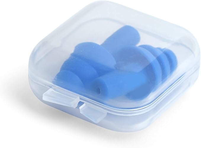 50 Pair Silicone Ear Plugs in Plastic Cases Soft Reusable Comfortable in Bulk Hearing Protection Water Earplugs Shower Diving Surfing Waterproof Sports Reusable Ear Plugs for Swimming Adults