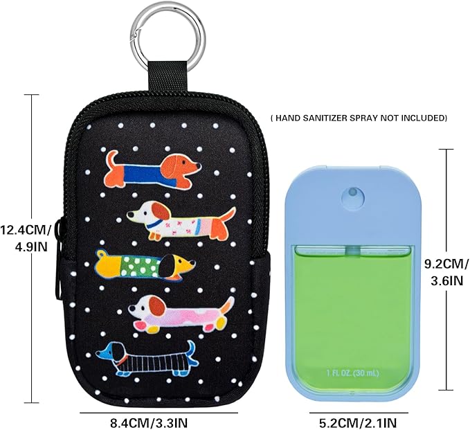 Neoprene Hand Sanitizer Holder Compatible with Touchland, Shockproof Protective Sleeve with Zipper & Snap Hook, Travel Case