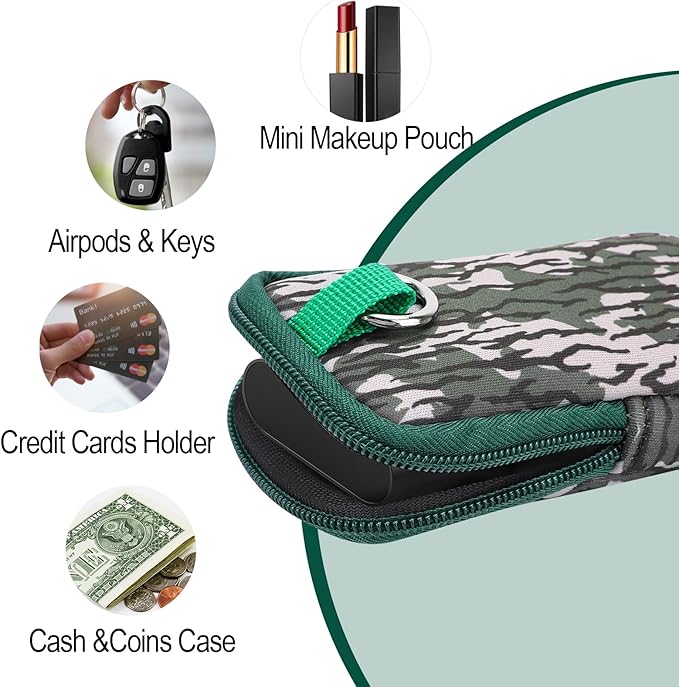 Hand Sanitizer Spray Case,Compatible with Popular Sanitizers,Zipper Pouch for Hand Sanitizer,Cute Fashion Accessories with Snap Hook for Glow Mist and Power Mist 1FL OZ,Suitable for Outdoor (Camo)