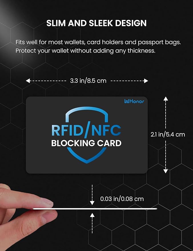 WHonor RFID Blocking Card 3 Pack, Bank Debit Credit Card Protector, Anti-Theft Contactless NFC Blocker, Entire Wallet Protection (3)