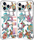 Compatible with iPhone 17 Pro Case Card Holder for Women Cute Design,Wallet Phone Cases Transparent Cool Kawaii Protective (Clear Sea Turtles Animal Tribal)