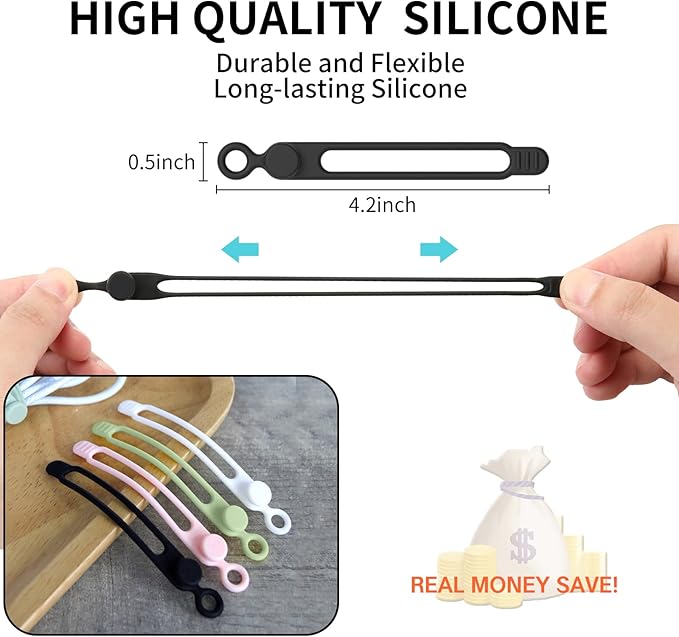 UMUST 35pcs Silicone Cable Ties,Reusable Cable Management Organizer, Wire Ties，Travel Cord Ties，Cord Organizer for Bundling Cable Cords in Home,Office,Kitchen,School(5 Colors)