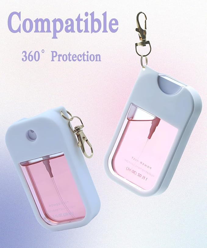 Silicone Case Compatible with Touchland Hand Sanitizer Spray 1 FL. OZ./30 mL, Stylish Hand Sanitizer Mist Accessory with Portable Keychain (White, 1 Pack)