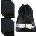 Shoe Bags for Travel,12PCS Black Travel Shoe Bags for Packing,Non-woven Shoe Bags for Storage,Shoe Bags for Travel Women & Man,Portable Shoes Organizer Pouch with Rope,Dust-proof Shoe Bag 13 x 17.32“