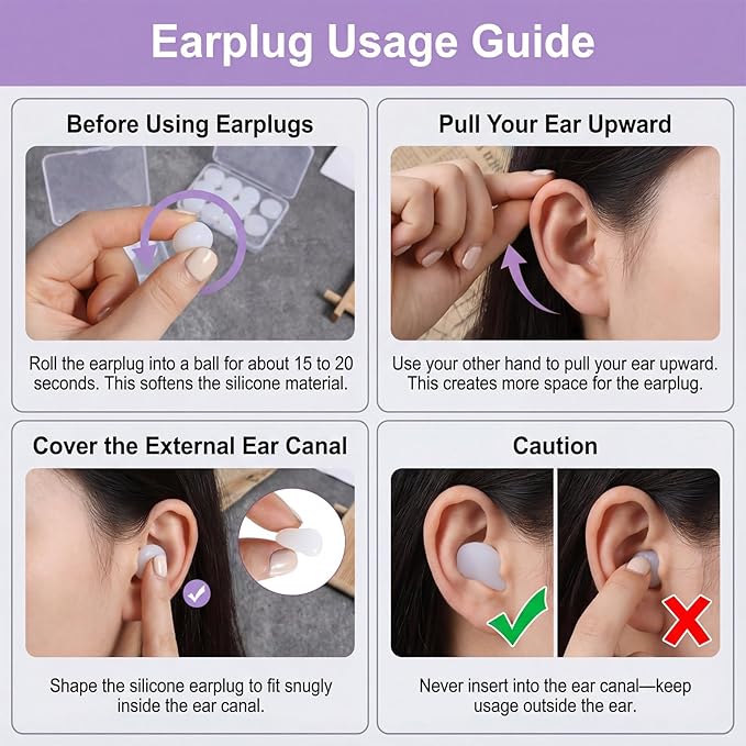 24 Pcs Soft Silicone Moldable Ear Plugs Reusable Noise Cancelling Earplugs Sleep Ear Plugs for Sleeping, Swimming, Snoring, Study, Travel, Work(12 Pairs)