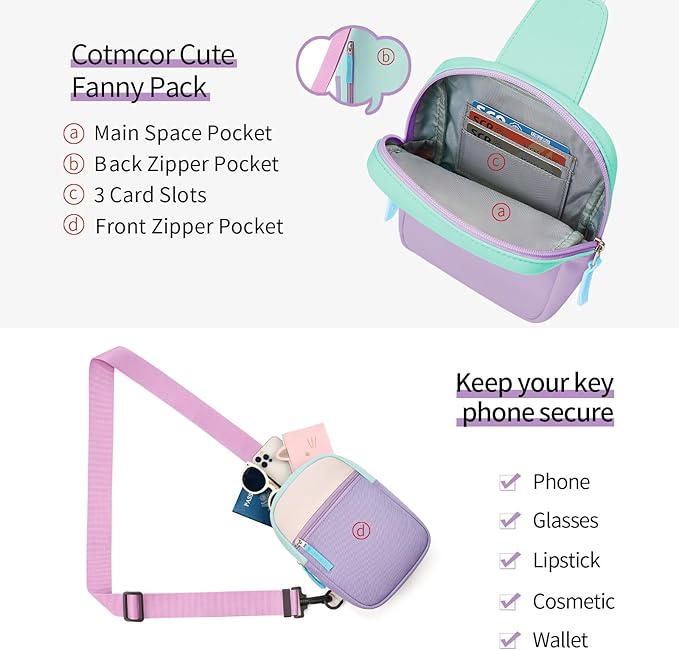 Mothers Day Gifts for Daughter, Birthday Graduation Gifts for 8 9 10 11 12 Year Old Teens Girls Her,Fanny Pack Sling Crossbody Bag Belt Bags Purse, Preppy Teen Girl Gift Trendy Stuff Travel Essentials
