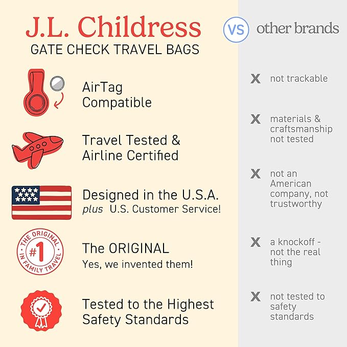 J.L. Childress Gate Check Travel Bag for Car Seats - Car Seat Travel Bag for Airplane, Includes AIRTAG Holder, Fits All Baby Car Infant Carriers & Child Booster Seats - Neon Yellow