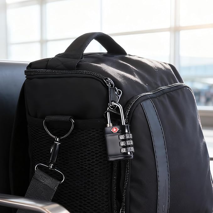 TSA Approved Combination Lock - Compact & Durable Luggage Locks, 3-Digit Resettable Password for Travel, Gym Lockers, Cabinets, Black
