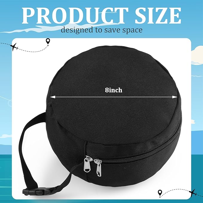 1 Pcs Travel Neck Pillow Bag Compact Travel Neck Carrying Case Bag for Airplane Train Journey Quick Release Clasp Attaches to Luggage Purse Backpack, Pillow Not Included (Black)