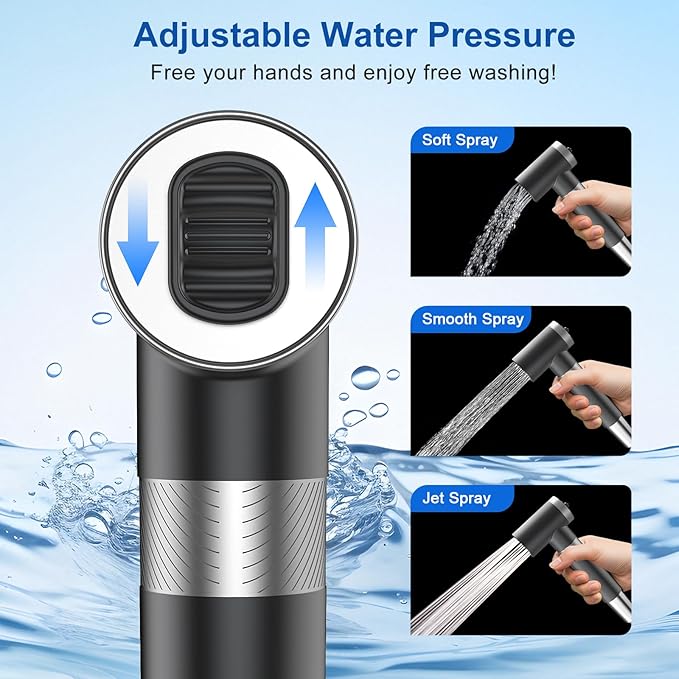 FEELSO Handheld Toilet Bidet Sprayer with Filter, Adjustable Water Pressure Filtered Jet Spray for Toilet with Leak-Proof Bidet Hose for Diaper Sprayer, Feminine Hygiene, Pet Shower & Muslim Shower