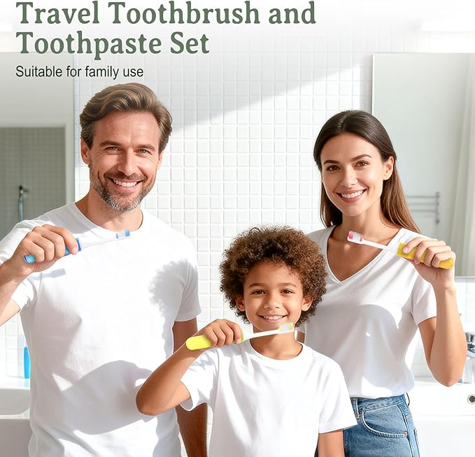 Travel Toothbrush, Toothbrush and Toothpaste Travel Set, Individually Packaged, Includes Storage Case, Foldable Design, 5 Colors, Ideal for Business Trips, and Hotels (20-Pack)