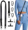Cell Phone Lanyard Crossbody Anti-theft - 1 Adjustable Neck Strap with 3 Rings for Hanging Airpods/Wallet/Sunglasses, 1 Wrist Strap, 2 Metal Tether Tab, 3 Metal Carabiners, Airplane Travel Essentials