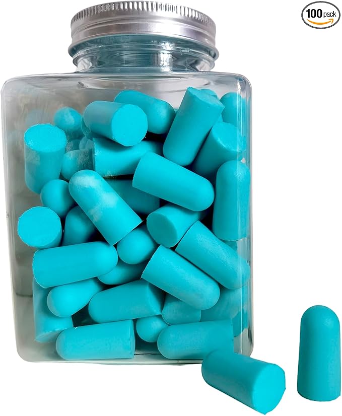 Fan Wu Soft Foam Earplugs 50 Pairs – 32dB Noise Reduction for Sleeping, Travel & Work | Slow Rebound Comfort Fit | Latex-Free Hearing Protection | Blue | Standard Size