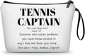 Tennis Captain Appreciation Thank You Funny Birthday Farewell Gifts Accessories for Women Girls Lover Team Female Coworker Friend Small Makeup Cosmetic Bag Christmas