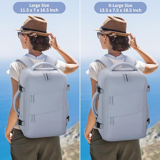 Tenot Carry on Backpack for Women TSA Approved 15.6 Inch Travel Laptop Backpack for Women Travel Essentials Foldable Womens Travel Backpack Suitcase Blue