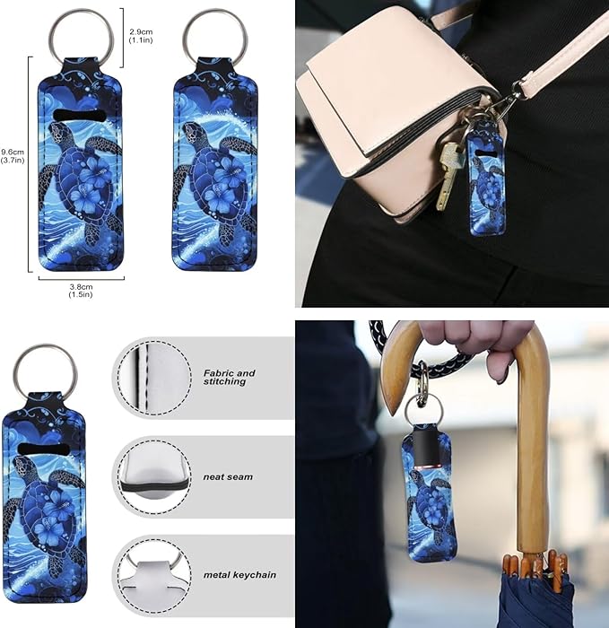 Suobstales 3Pcs Travel Bottles Keychain Holder Set,Travel Bottle Sleeves+Neoprene Chapstick Holders+Lanyard Keychain