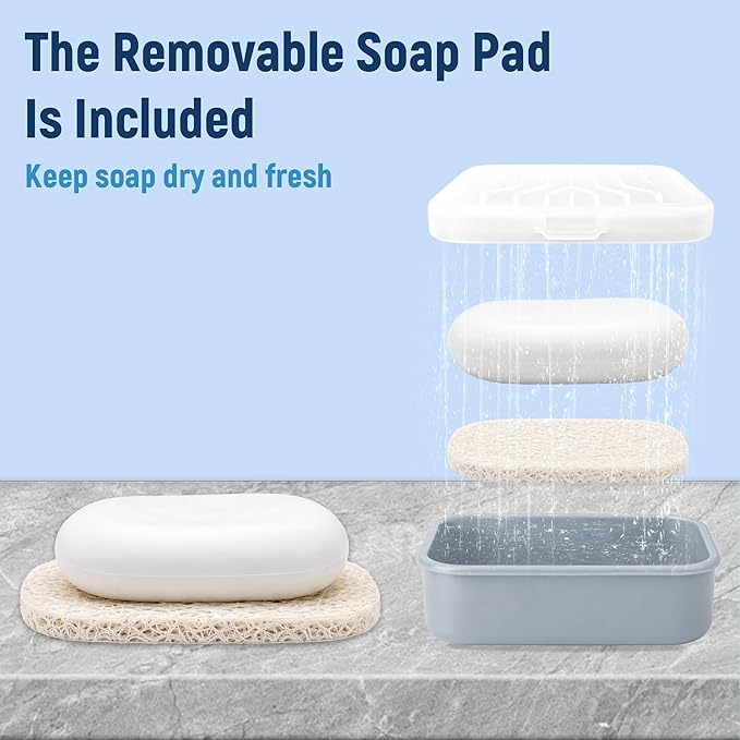 Leakproof Silicone Travel Soap Case: Compact Portable Bar Soap Case with Drainage Layer & Upgraded Lid - 2026 Travel Essentials for Camping, Gym, Shower & Carry-on Bags (Gray)
